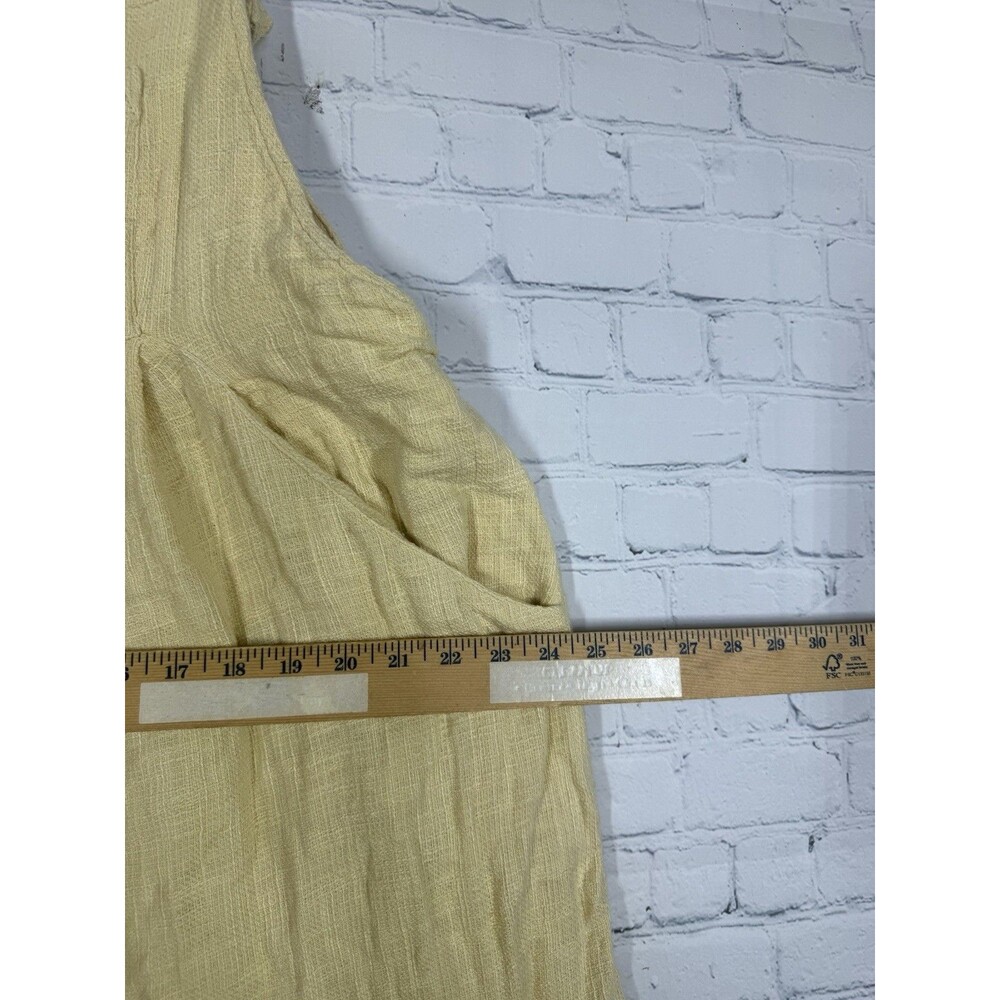 Free People Sun Drenched Overalls Large Yellow Cotton Wide Leg Relaxed Boho - Picture 4 of 16